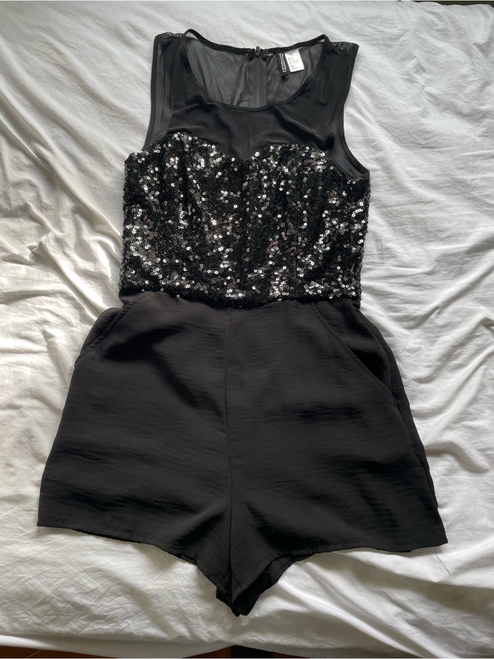 Black Sequin Waist Evening Dress